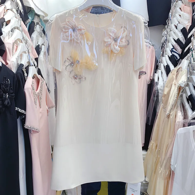 Retro Design Beaded Three-Dimensional Flower Round Neck Short-Sleeved Loose Casual Short Dress Party Vacation Luxury Clothing
Retro Design Beaded Three-Dimensional Flower Round Neck Short-Sleeved Loose Casual Short Dress Party Vacation Luxury Clothing