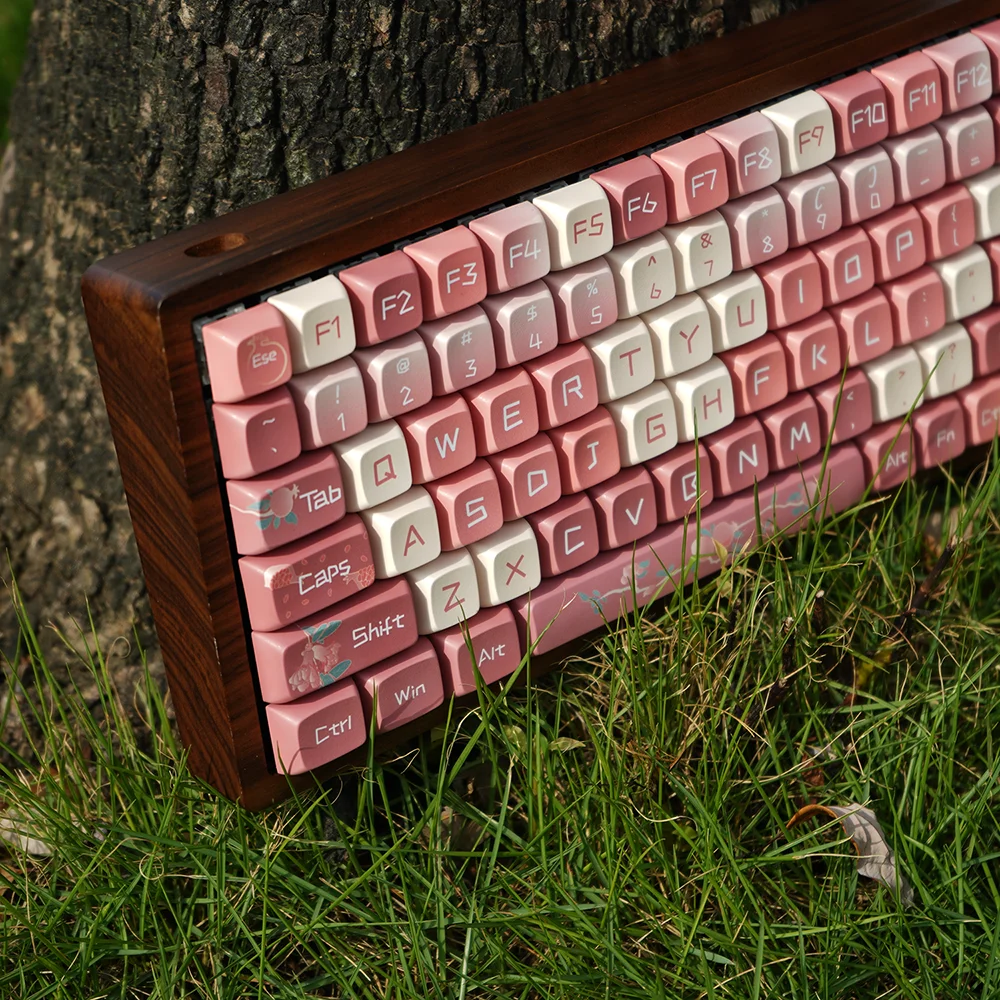 

127 клавиш, розовая клавиатура XDA, высота PBT, гранат, красная тема, маленький полный набор для механической клавиатуры, Diy клавиши