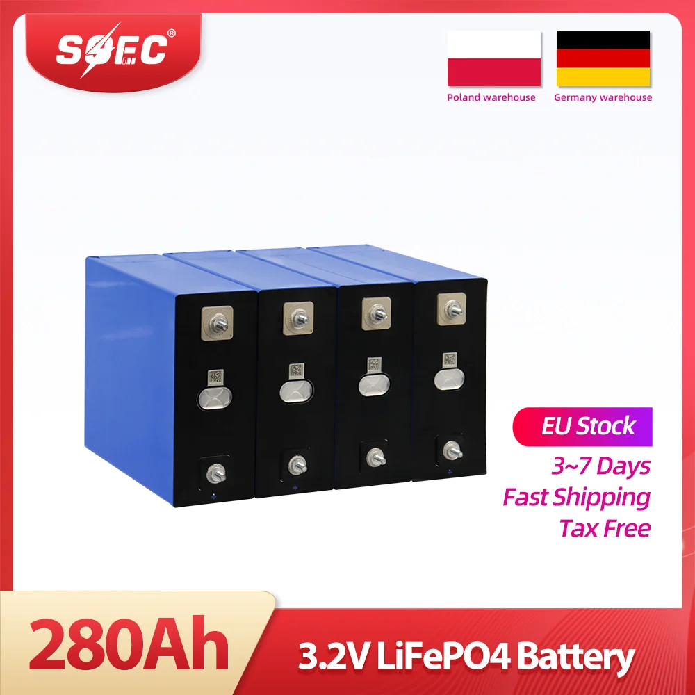 EU Stock 3.2V 280AH Grade A Lifepo4 Battery 6000 Cycles Prismatic Rechargeable Batterie for Solar Power Bank Fast Delivery
EU Stock 3.2V 280AH Grade A Lifepo4 Battery 6000 Cycles Prismatic Rechargeable Batterie for Solar Power Bank Fast Delivery