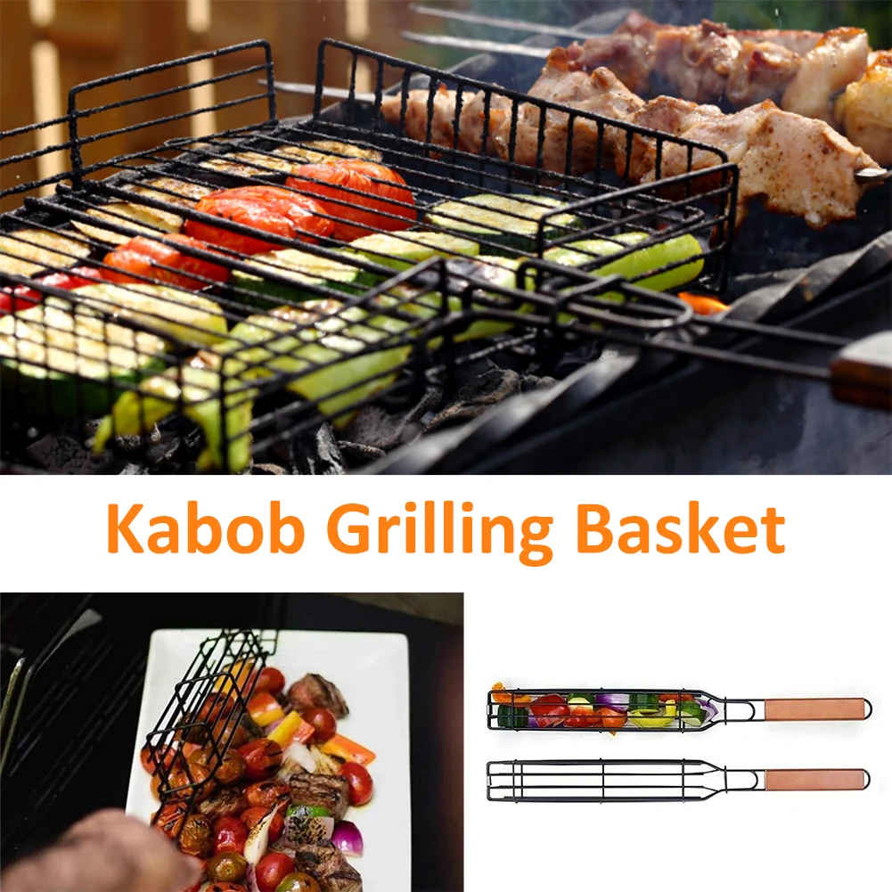 49cm Kabob Grilling Basket Stainless Steel Grill Basket with Wooden Handle Non-Stick Barbeque Grill Mesh Party Camping BBQ Tool
49cm Kabob Grilling Basket Stainless Steel Grill Basket with Wooden Handle Non-Stick Barbeque Grill Mesh Party Camping BBQ Tool