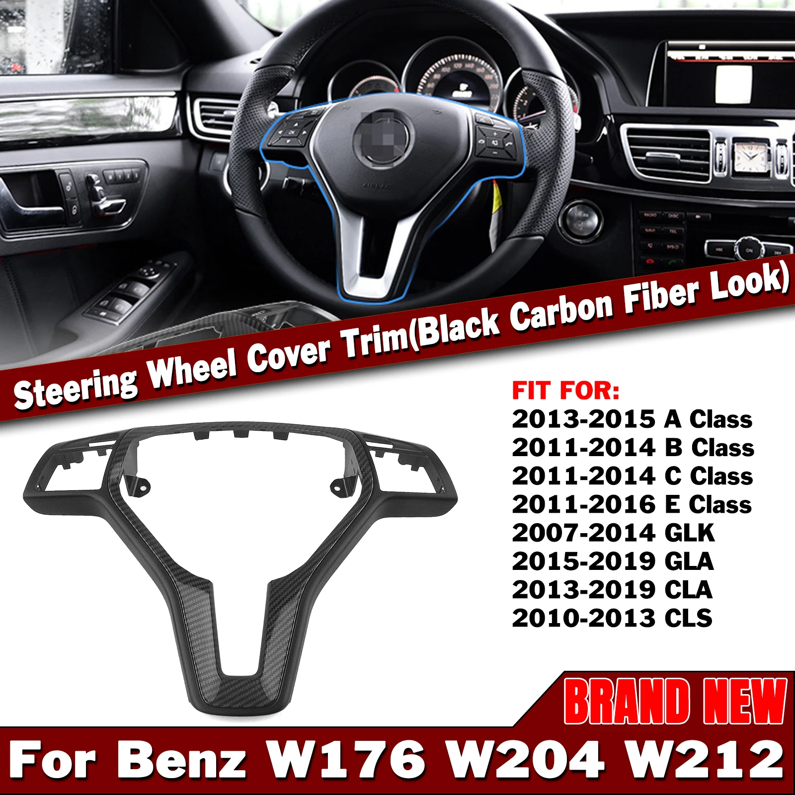 

Car Gear Steering Wheel Cover Trim Frame Strip Bezel For Mercedes Benz A B C E CLA CLS SLK Class