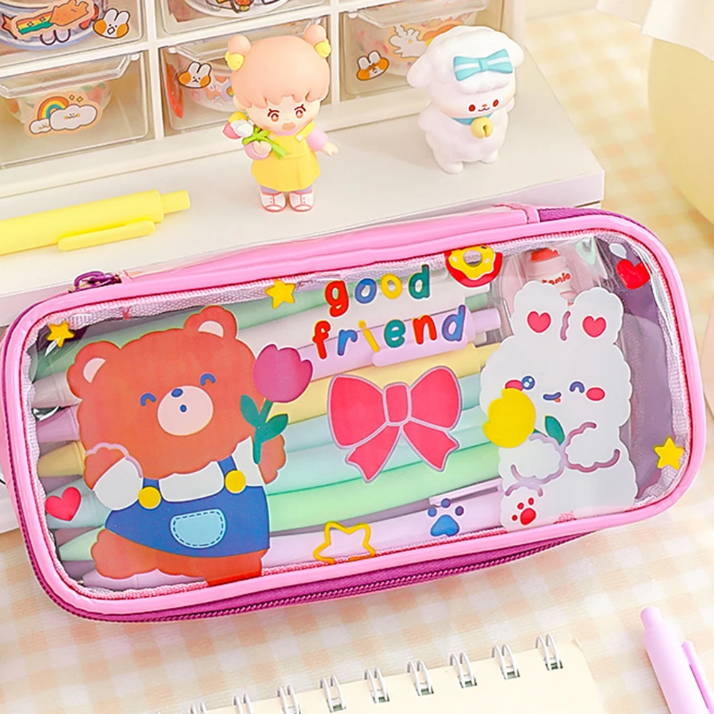 Cartoon Pencil Case 4 Type Large Capacity Pen Case Transparent School Pen Case Supplies Pencil Bag Box Pencils Pouch Stationery
Cartoon Pencil Case 4 Type Large Capacity Pen Case Transparent School Pen Case Supplies Pencil Bag Box Pencils Pouch Stationery