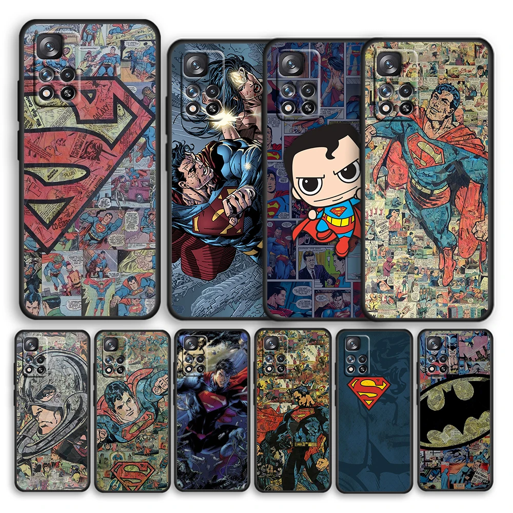 

DC Superman Comic Logo Soft Black Phone Case For Xiaomi Redmi Note 12 11E 11S 11 11T 10 10S 9 9T 9S 8T 8 Pro Plus 5G Cover Shell