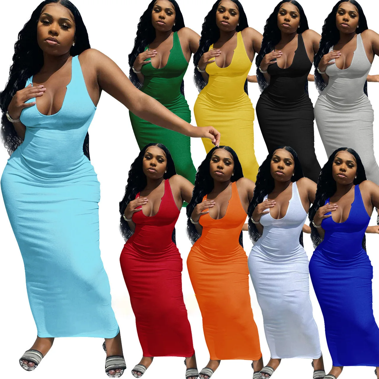 2022 Women's Summer Sexy Dress New Women's Suspender Vest Deep V-neck Slim Sexy Long Dress Vestido Feminino
2022 Women's Summer Sexy Dress New Women's Suspender Vest Deep V-neck Slim Sexy Long Dress Vestido Feminino
