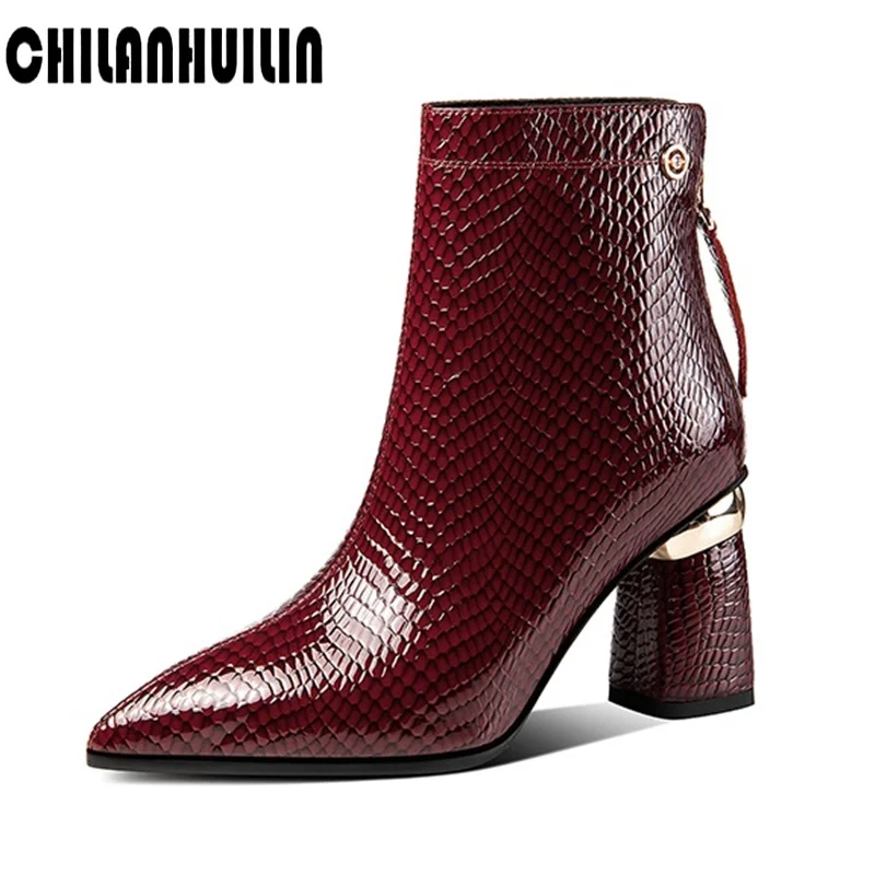 women platform boots snake pattern print leather high heel boots women zip ankle booties pointed toe shoes women zapatos mujer 
women platform boots snake pattern print leather high heel boots women zip ankle booties pointed toe shoes women zapatos mujer