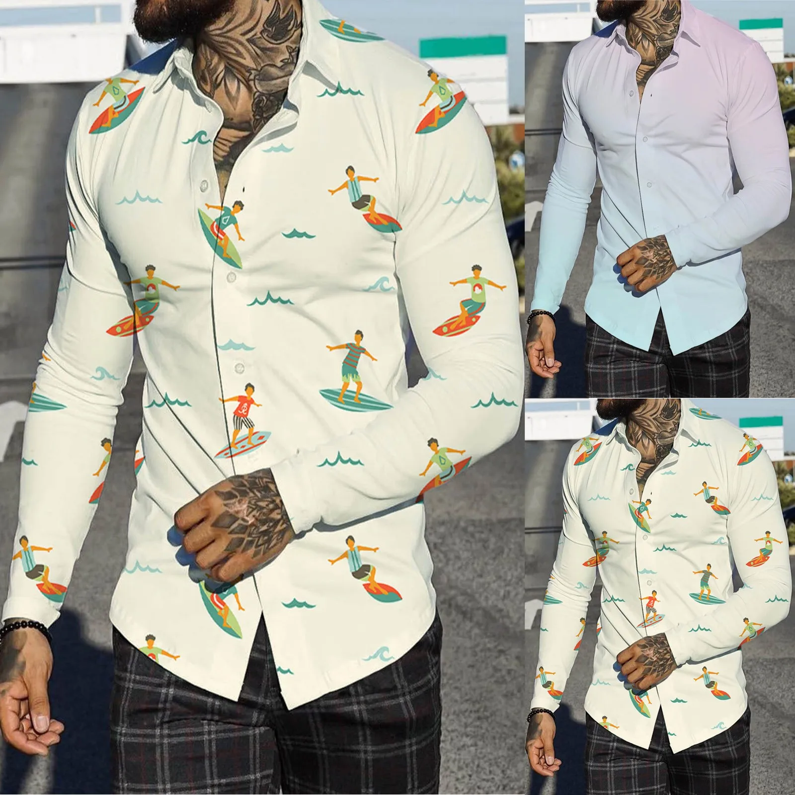 Dress down Men Autumn Winter Single Breasted Casual Lapel Full Print Beach Long Sleeve Vacation Outdoor Holiday Tee Shirt Thick
Dress down Men Autumn Winter Single Breasted Casual Lapel Full Print Beach Long Sleeve Vacation Outdoor Holiday Tee Shirt Thick