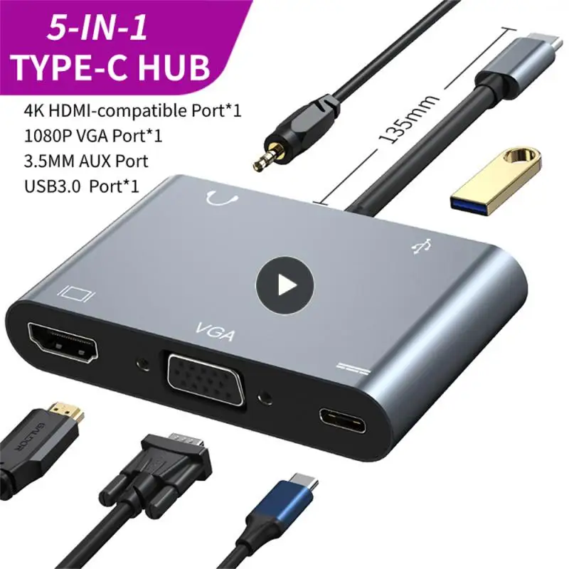 Expansion Dock 5 In 1 Vga Pd Adapter Type-c Hub Usb Splitter Docking Station 4k 30hz Usb-c To 4k HDMI-compatible
Expansion Dock 5 In 1 Vga Pd Adapter Type-c Hub Usb Splitter Docking Station 4k 30hz Usb-c To 4k HDMI-compatible