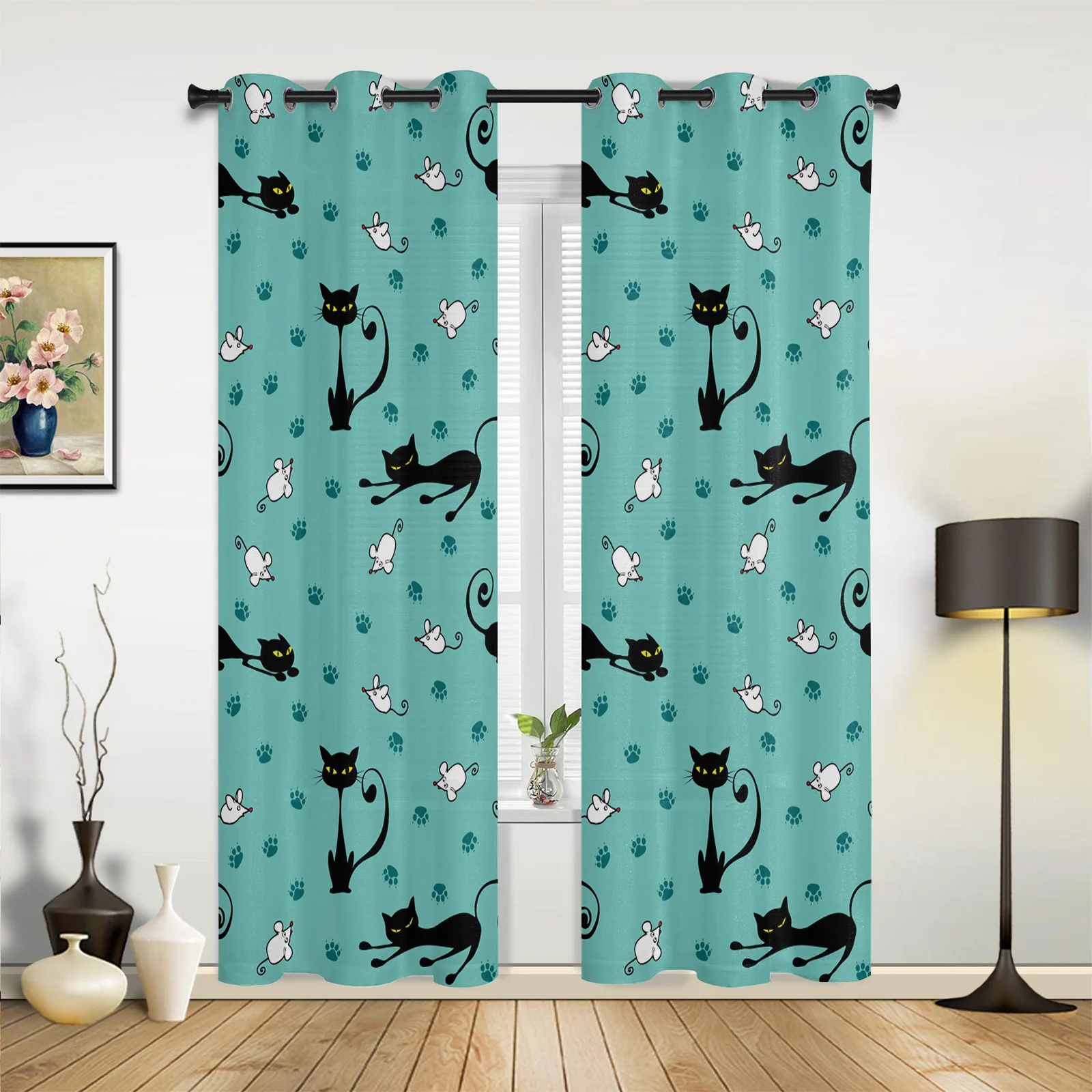 Cartoon Animal Black Cat Mouse Curtains for Bedroom Living Room Drapes Kitchen Children's Room Window Curtain Modern Home Decor
Cartoon Animal Black Cat Mouse Curtains for Bedroom Living Room Drapes Kitchen Children's Room Window Curtain Modern Home Decor