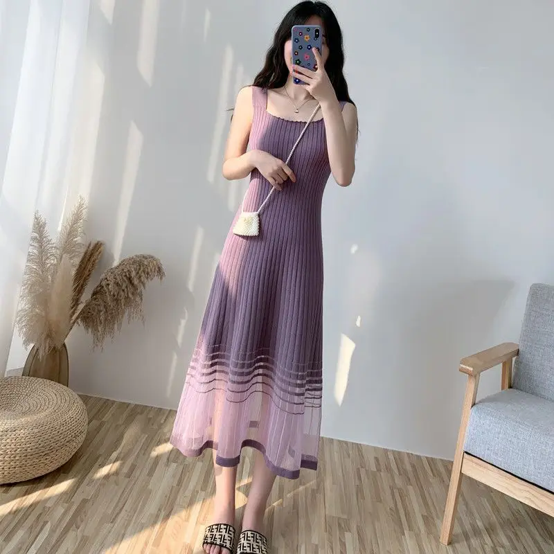Summer Women Dresses Elegant Knit High Elastic Lady Sleeveless Bodycon Midi Sundress 2023 New
Summer Women Dresses Elegant Knit High Elastic Lady Sleeveless Bodycon Midi Sundress 2023 New