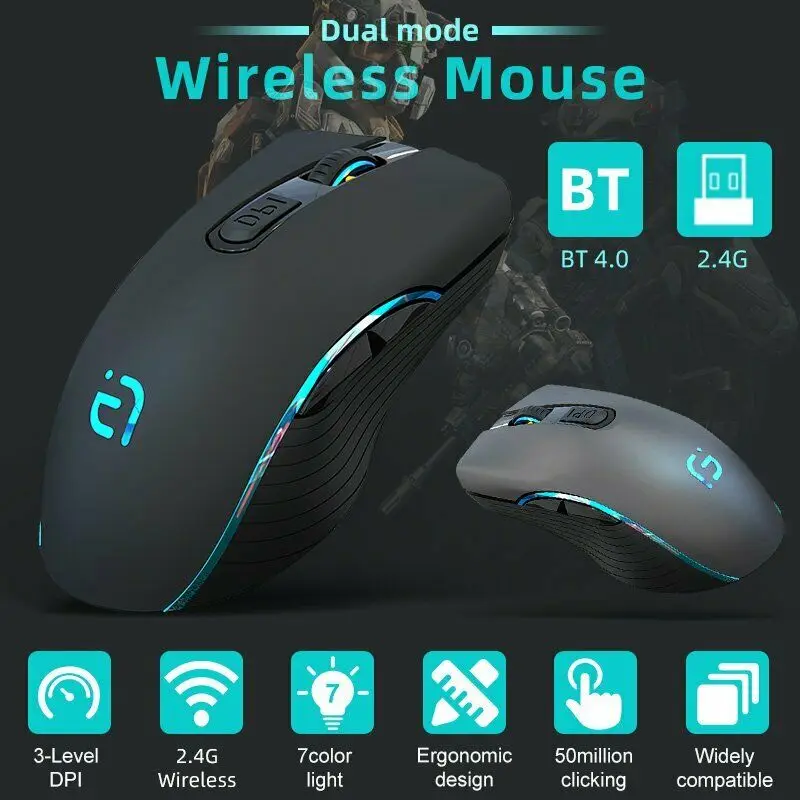 Bluetooth Wireless Rechargeable Gaming Mouse Cordless Optical Mice For PC Laptop
Bluetooth Wireless Rechargeable Gaming Mouse Cordless Optical Mice For PC Laptop