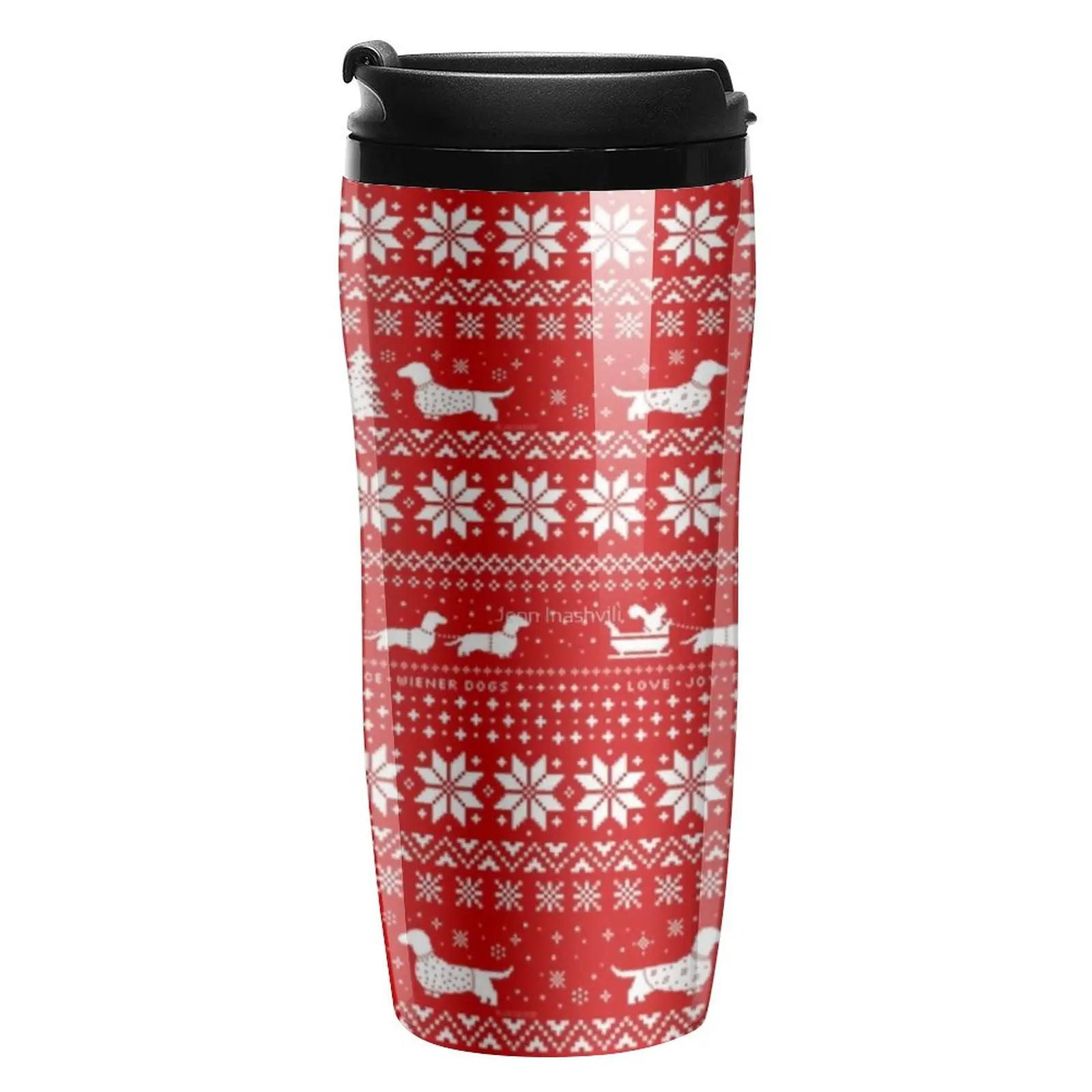 

Рождественская кофейная кружка с принтом для езды Dachshunds для вождения, сохраняет тепло, холодный и горячий, 350 мл пластиковая чашка