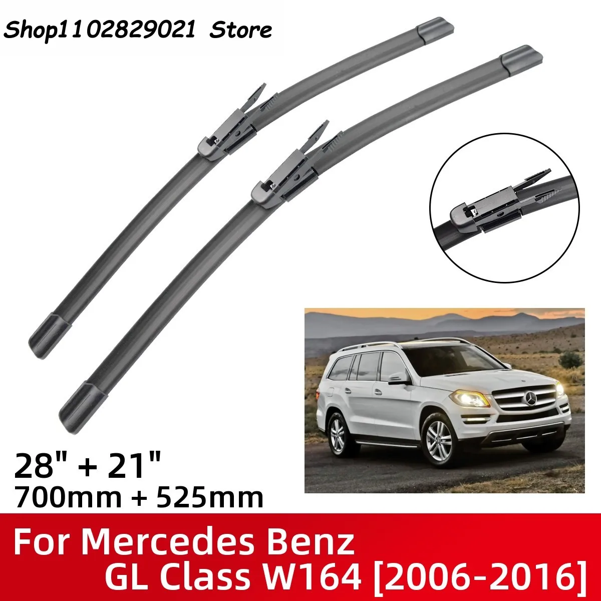 Front Wiper Blades For Mercedes Benz GL Class W164 2006-2016 Windshield Windscreen Window 28"+21" 2011 2012 2013 2014 2015 2016 
Front Wiper Blades For Mercedes Benz GL Class W164 2006-2016 Windshield Windscreen Window 28"+21" 2011 2012 2013 2014 2015 2016