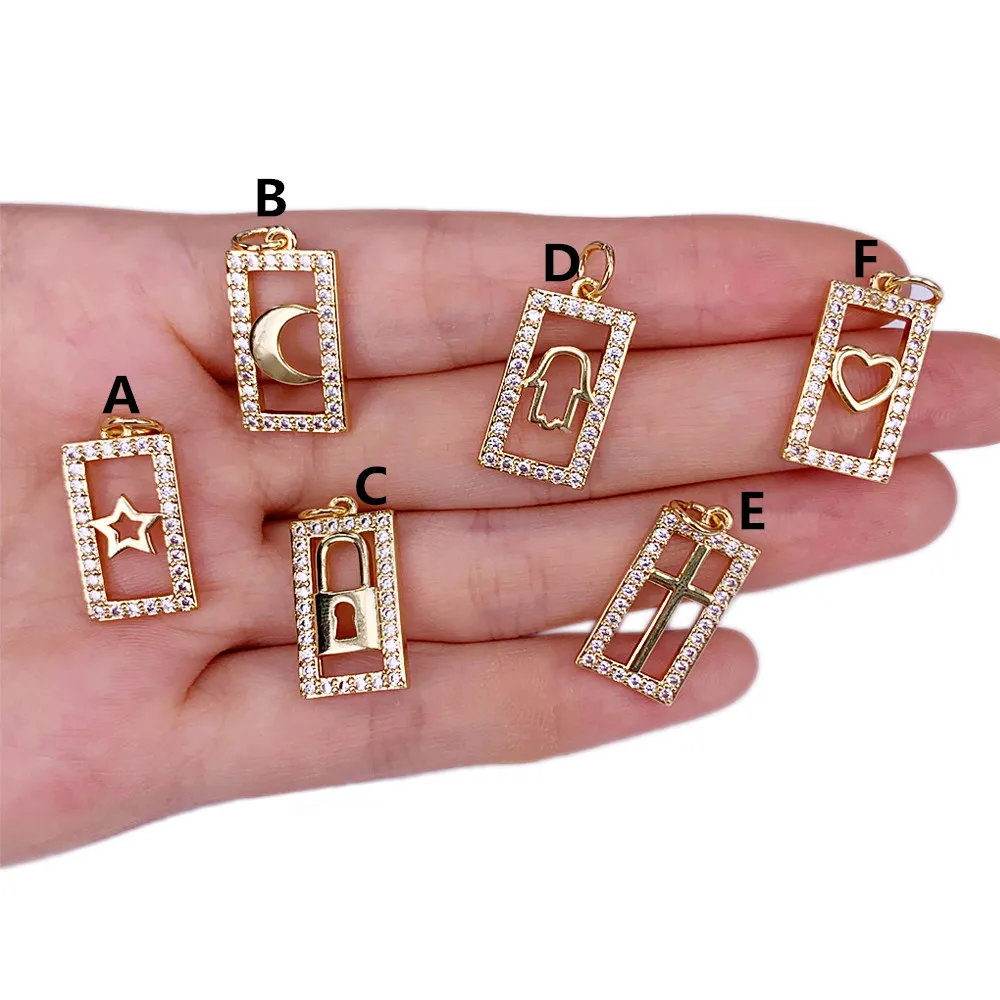 Retro Rectangular Stars Moon Heart Cross Hamsa Hand Lock Necklace Pendant Fashion Zircon Jewelry Making Accessories
Retro Rectangular Stars Moon Heart Cross Hamsa Hand Lock Necklace Pendant Fashion Zircon Jewelry Making Accessories