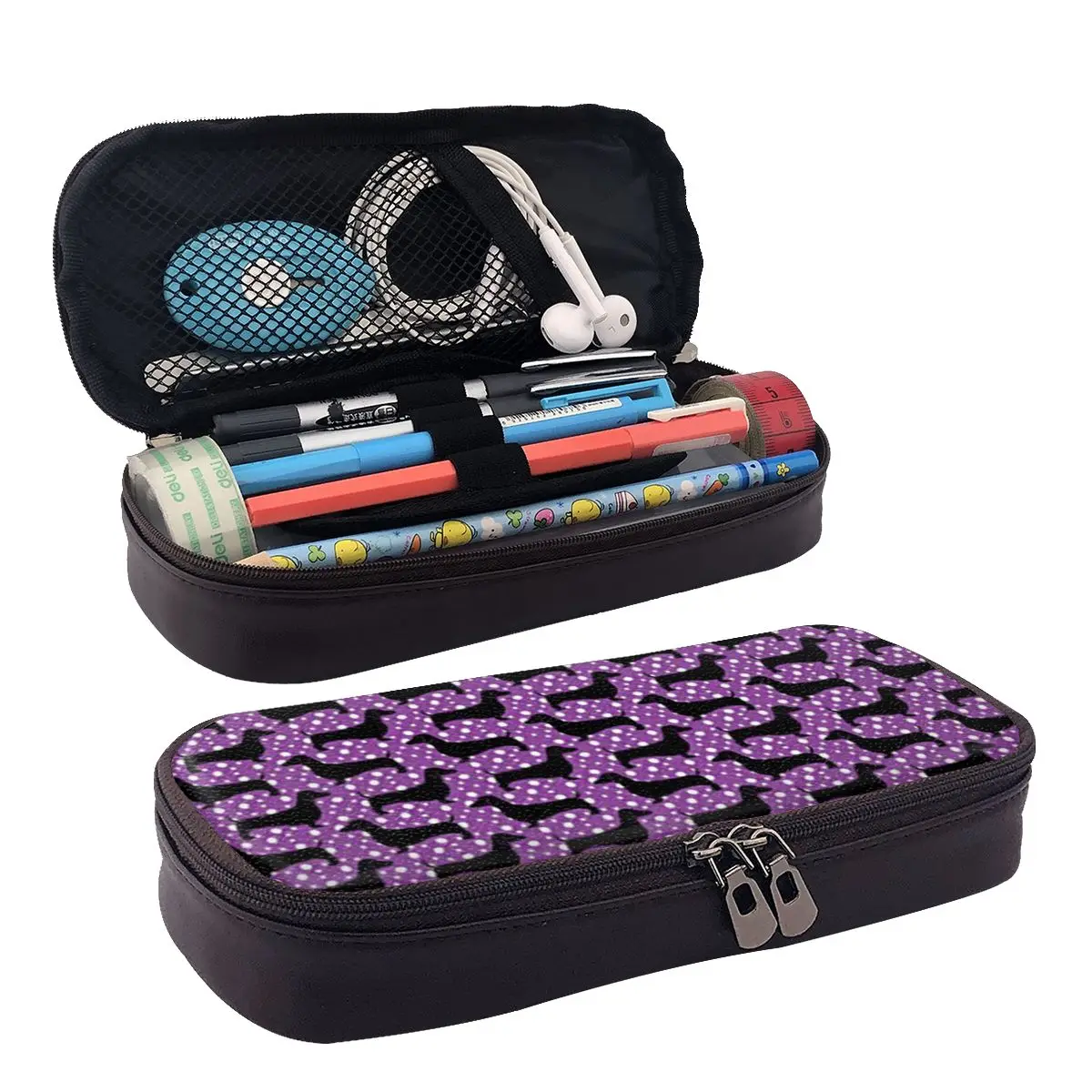 Dachshunds Purple Black Leather Pencil Case Zipper Pencil Box Stationery Pen Pouch for Boys Girls School Students Work Office
Dachshunds Purple Black Leather Pencil Case Zipper Pencil Box Stationery Pen Pouch for Boys Girls School Students Work Office