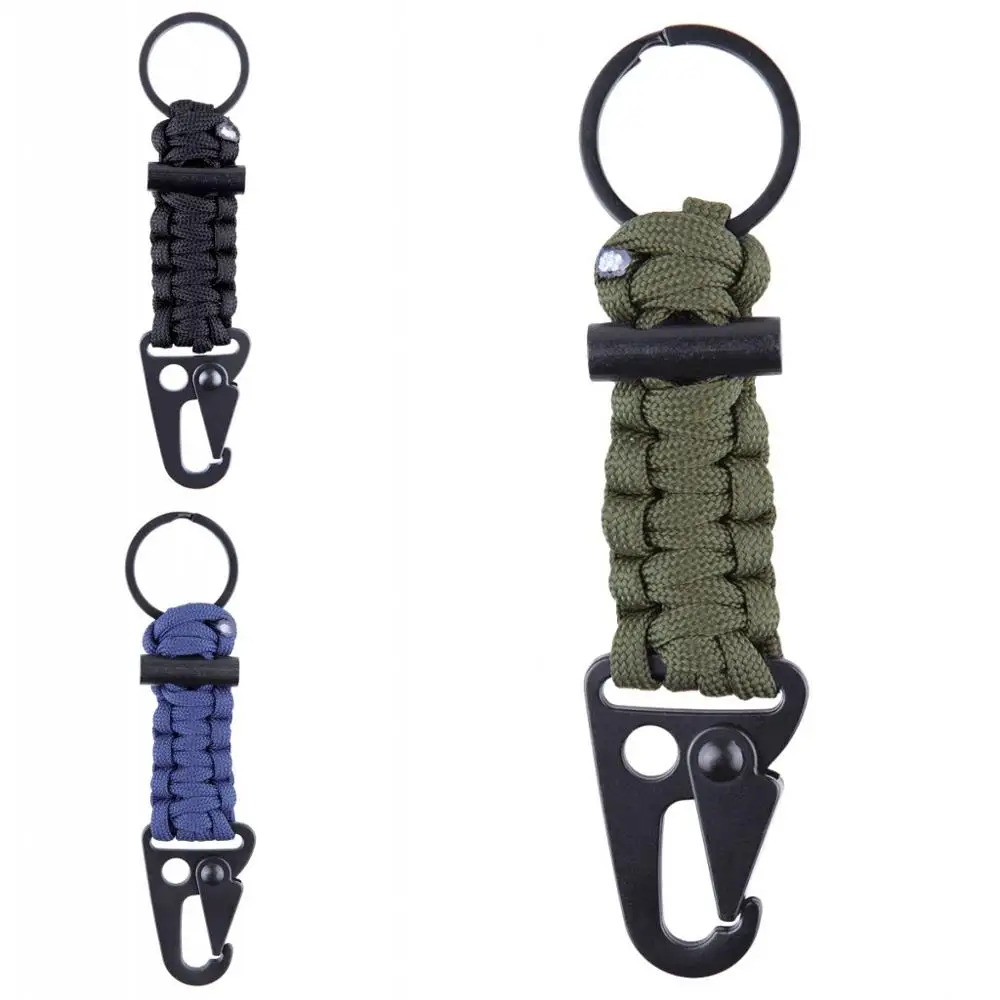 

Outdoor Survival Paracord Carabiner Keychains Lanyard Military Emergency Parachute Cord Key Rings for Men 5 inches