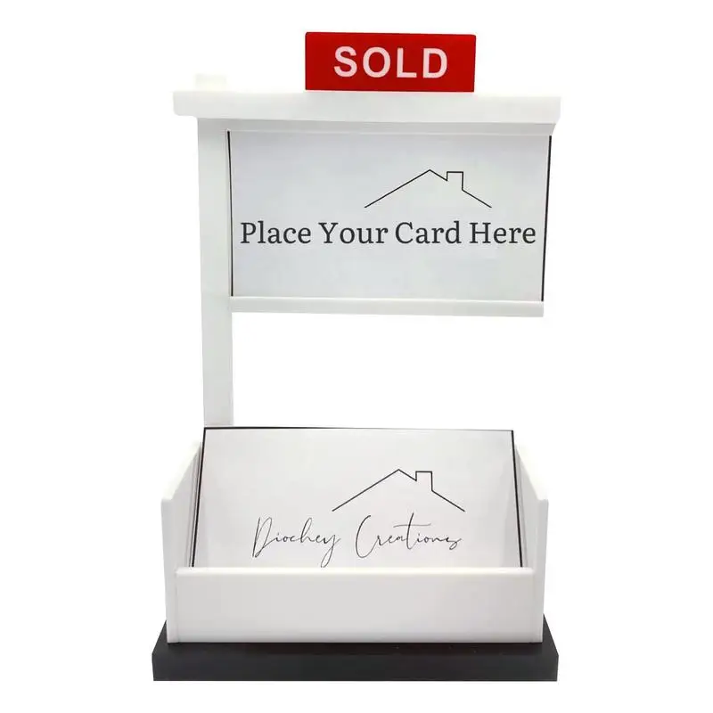 

Визиток для недвижимости, деревянный держатель для визиток для мужчин, риэлторы, деревянная подставка с продаваемым знаком, украшение для визиток, вмещает карты 3,5X2 дюйма