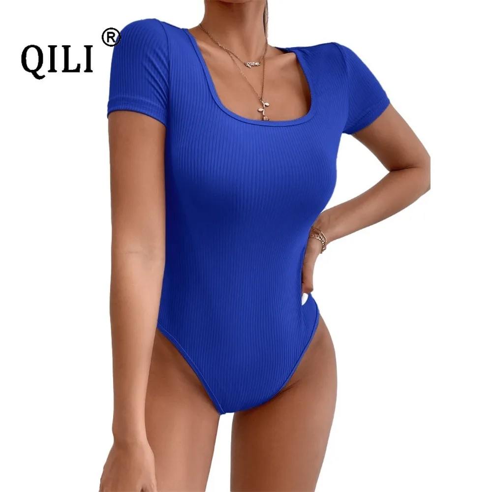 QILI One Piece Short Sleeve Rompers Top Sexy Ribbed Knitted Bodysuit for Women Basic Casual Summer Clothes
QILI One Piece Short Sleeve Rompers Top Sexy Ribbed Knitted Bodysuit for Women Basic Casual Summer Clothes