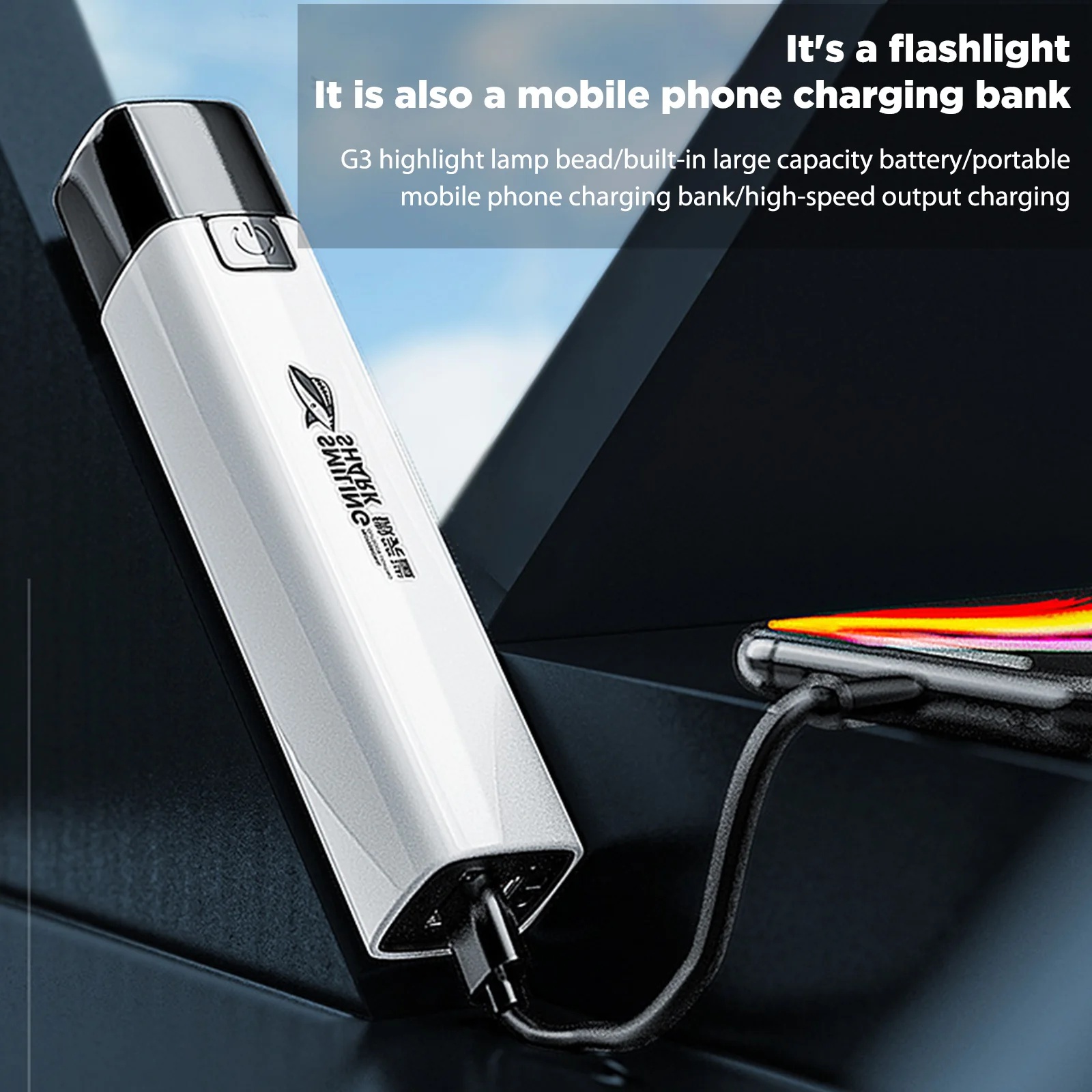 USB Emergency Light High Brightness G3 Chip Pocket Flashlights Power Bank Waterproof Multi-Functional 3-speed Lighting Equipment
USB Emergency Light High Brightness G3 Chip Pocket Flashlights Power Bank Waterproof Multi-Functional 3-speed Lighting Equipment