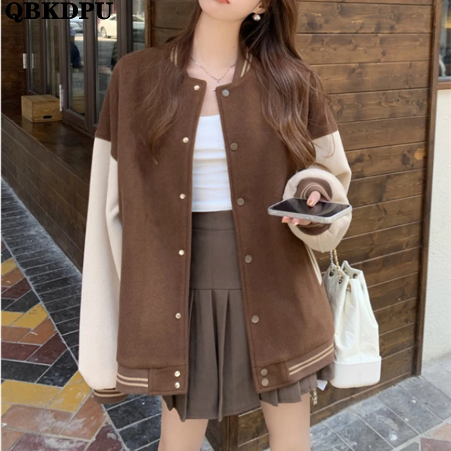 Spring Korean Spliced Vintage Bassball Jackets Women Bomber Jacket Casual Basic Solid Coat Streetwear Outwear Loose Abrigos New
Spring Korean Spliced Vintage Bassball Jackets Women Bomber Jacket Casual Basic Solid Coat Streetwear Outwear Loose Abrigos New