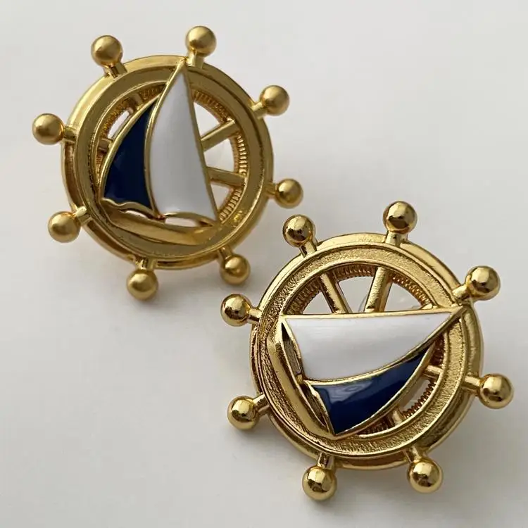 Golden Rudder Tibetan Blue White Sail Retro European and American Trend Stud Earrings
Golden Rudder Tibetan Blue White Sail Retro European and American Trend Stud Earrings