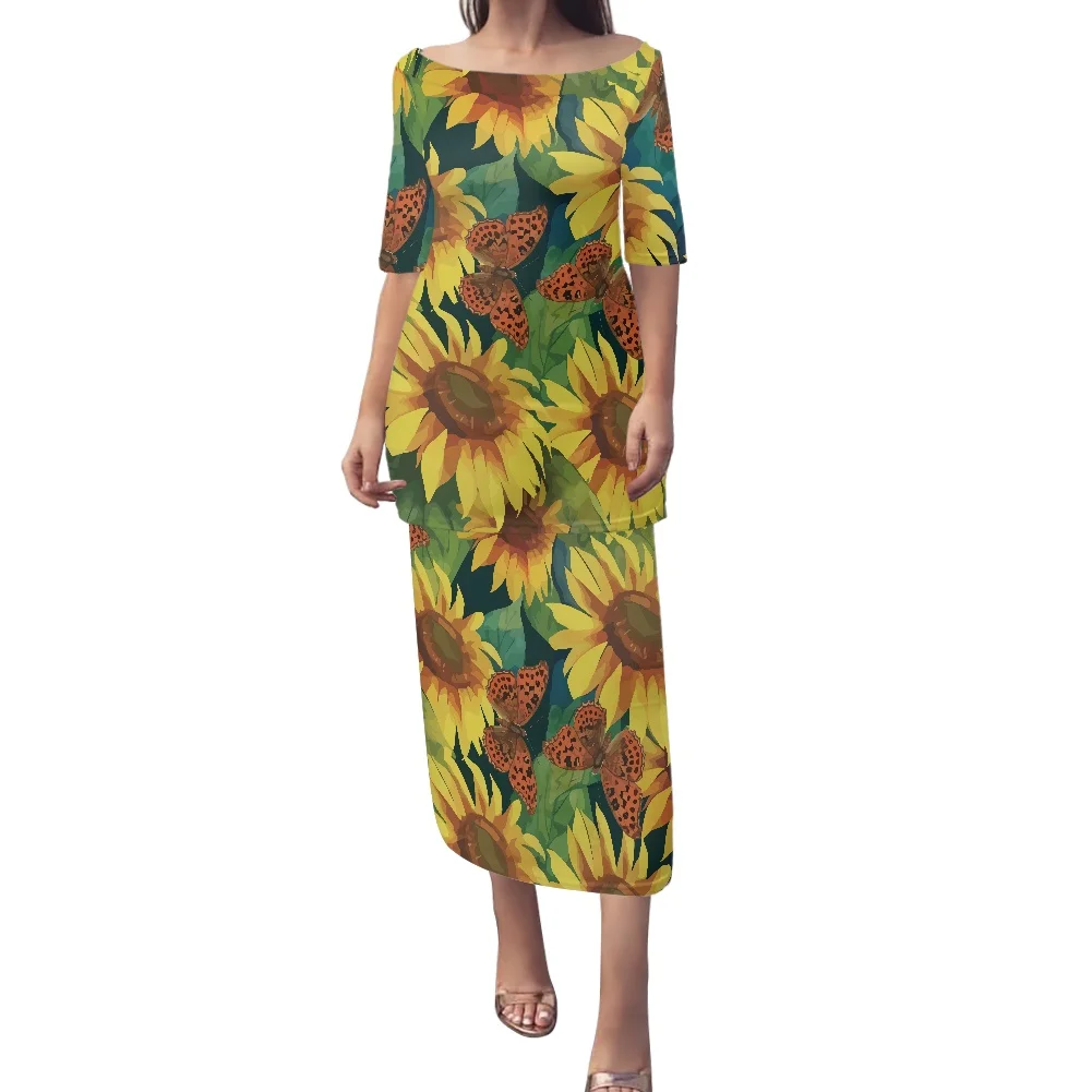 Women Half Sleeve Short Sleeve Skirt Top Puletasi Dress Two Piece Set Sunflowers And Butterflies Leaves Plant Print Causal Dress
Women Half Sleeve Short Sleeve Skirt Top Puletasi Dress Two Piece Set Sunflowers And Butterflies Leaves Plant Print Causal Dress
