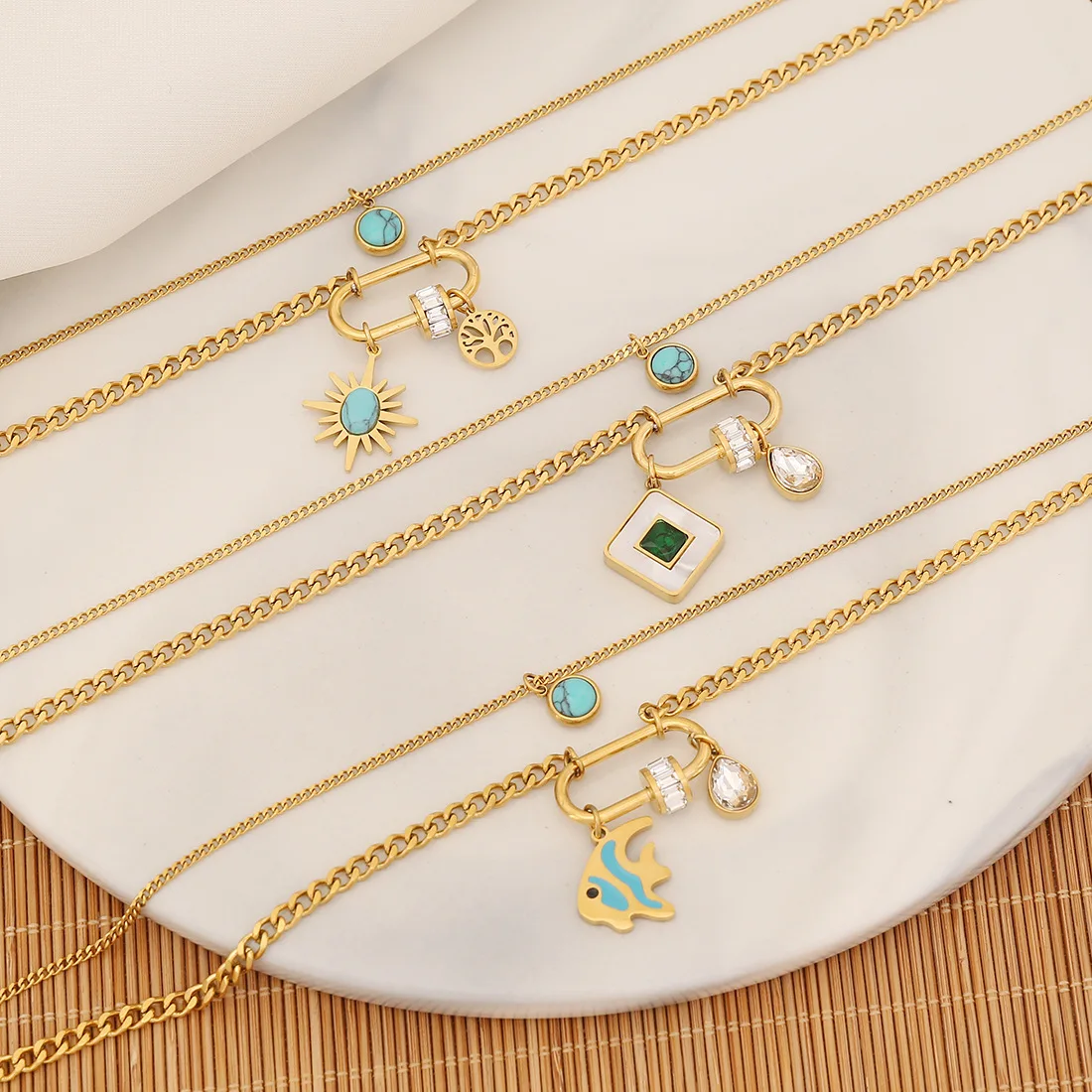 316L Stainless Steel Blue Stone Star Pendant Necklace for Women Fashion Non Fading Double Layer Neck Chain Party Jewelry Gifts
316L Stainless Steel Blue Stone Star Pendant Necklace for Women Fashion Non Fading Double Layer Neck Chain Party Jewelry Gifts