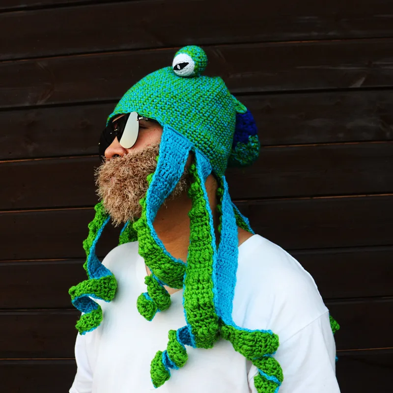 Cartoon Octopus Beard Knit Wool Hat Hand Weave Men Christmas Cosplay Party Funny Tricky Headgear Winter Warm Couples Beanie Caps
Cartoon Octopus Beard Knit Wool Hat Hand Weave Men Christmas Cosplay Party Funny Tricky Headgear Winter Warm Couples Beanie Caps