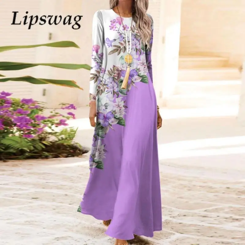 Vintage Floral Print A-Word Dress Women O-Neck Long Bohemian Dress Autumn Casual Long Sleeve Pullover Beach Dresses Vestdios
Vintage Floral Print A-Word Dress Women O-Neck Long Bohemian Dress Autumn Casual Long Sleeve Pullover Beach Dresses Vestdios