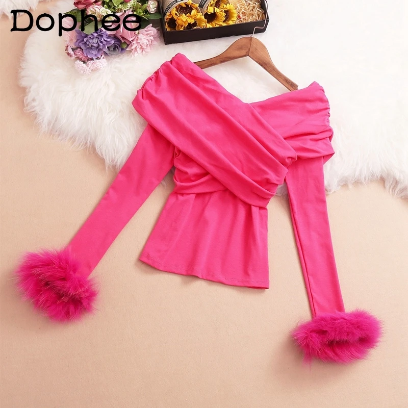 Универсальная женская футболка с V-образным вырезом и пушистыми рукавами, новинка сезона весна-Зима 2022, пикантный однотонный пуловер, рубаш... 
Универсальная женская футболка с V-образным вырезом и пушистыми рукавами, новинка сезона весна-Зима 2022, пикантный однотонный пуловер, рубаш...