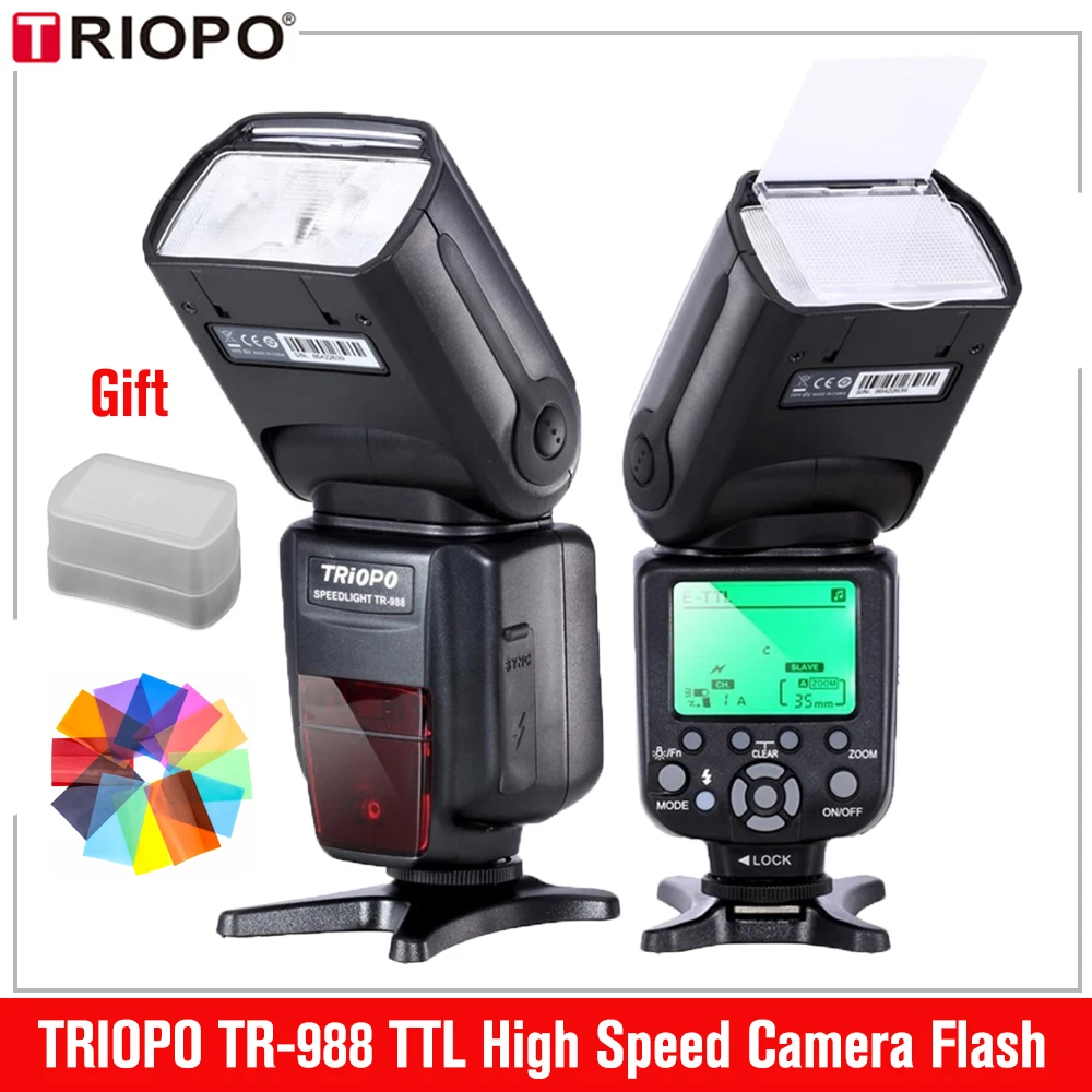 

TRIOPO TR988 TTL HSS High Speed Sync Camera Speedlite Flash for Canon and Nikon 6D 60D 550D 600D D800 D700 Digital SLR Camera