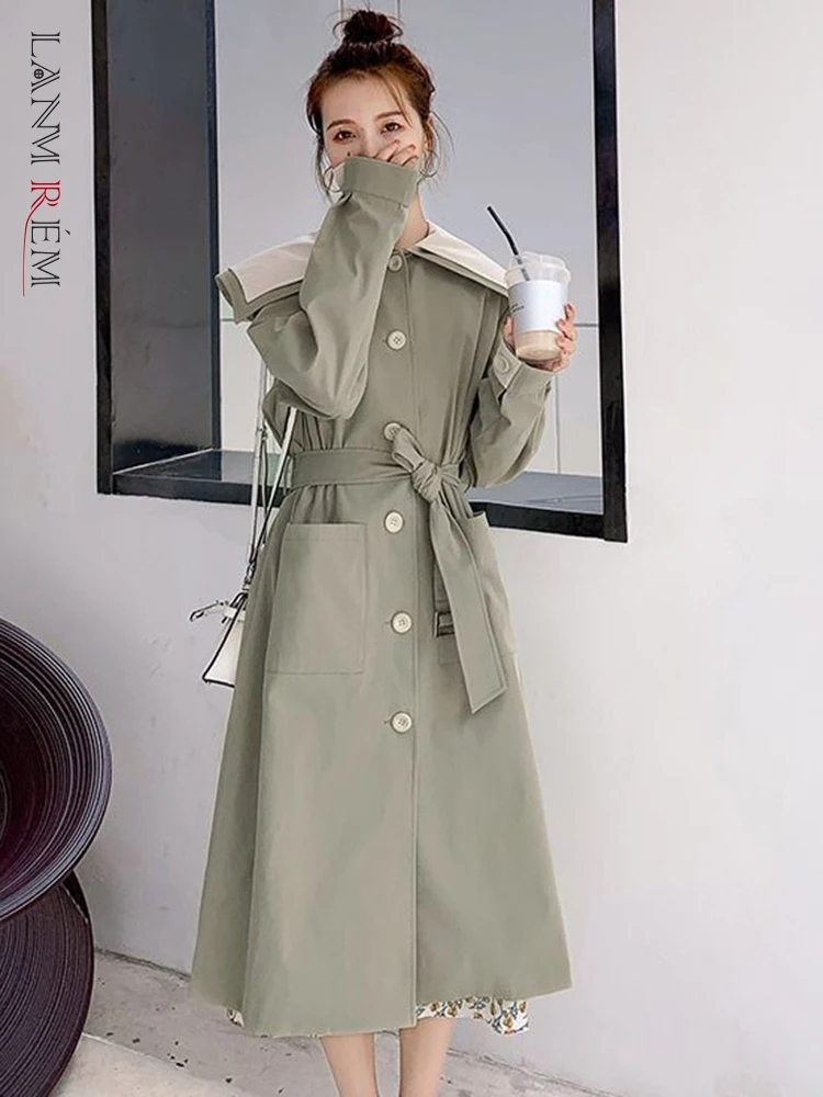 LANMREM Women's Trench Pactchwork Single Btrasted Long Sleeve With Belt Windbreaker Loose Casual Sweet Female Clothing 2X174
LANMREM Women's Trench Pactchwork Single Btrasted Long Sleeve With Belt Windbreaker Loose Casual Sweet Female Clothing 2X174