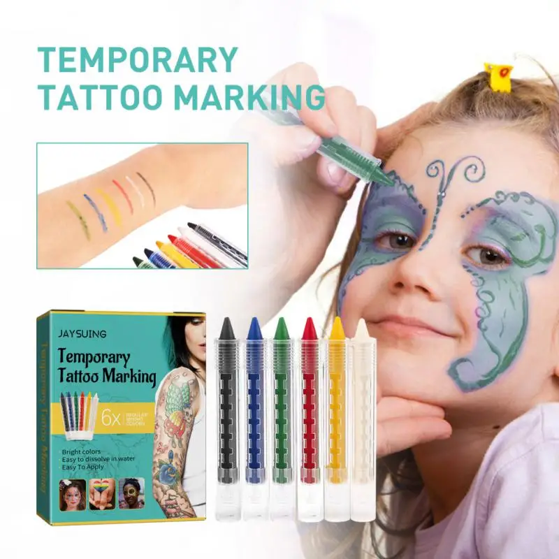 6pcs Colorful Body Face Makeup Painting Pen Kids DIY Watercolor Pen Halloween Party DIY Drawing Crayon Stick For Children
6pcs Colorful Body Face Makeup Painting Pen Kids DIY Watercolor Pen Halloween Party DIY Drawing Crayon Stick For Children