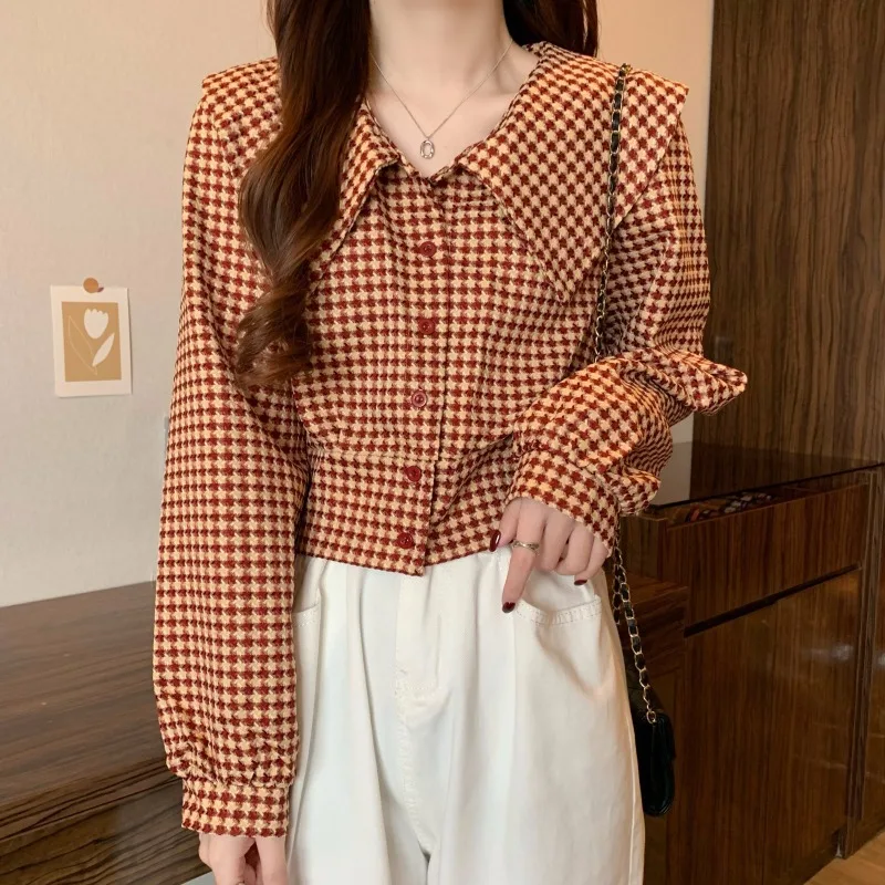 Summer Women's New Korean Style Shirts Doll Collar Short Ladies Long-sleeved Shirts Tops One Size Casual Jacket womens shirts
Summer Women's New Korean Style Shirts Doll Collar Short Ladies Long-sleeved Shirts Tops One Size Casual Jacket womens shirts