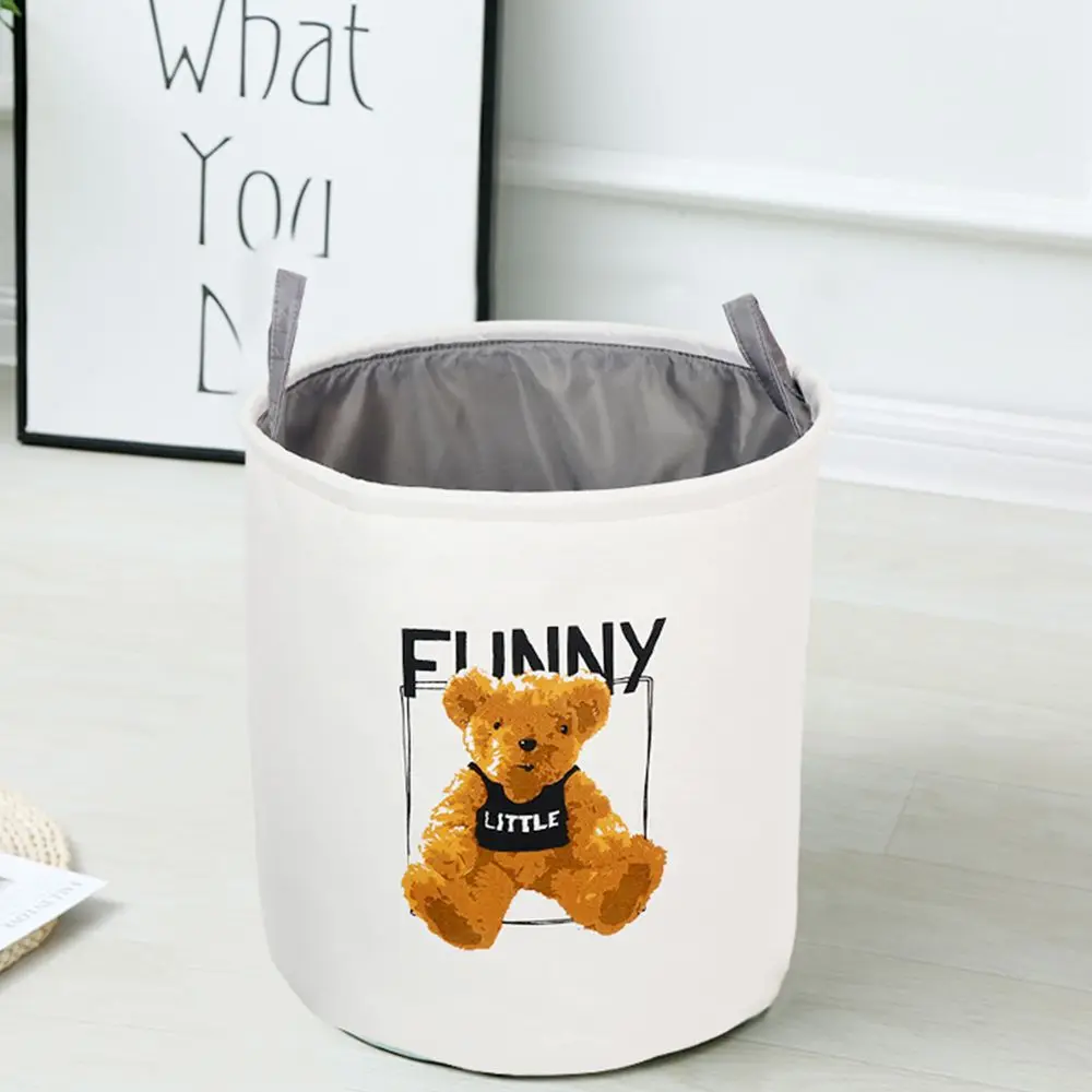 

1PC Bear Storage Laundry Basket with Handle Cute Animal Kid Toys Desktop Organizer Cotton Yarn Household Sundries