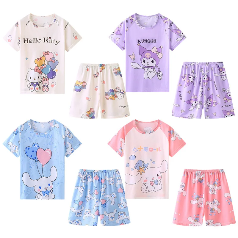 Sanrio Hello kittys Pajamas Set Kawaii Kuromi Cinnamoroll Children's Summer Thin Home Clothe Two-piece Casual Kids Clothe Gift
Sanrio Hello kittys Pajamas Set Kawaii Kuromi Cinnamoroll Children's Summer Thin Home Clothe Two-piece Casual Kids Clothe Gift