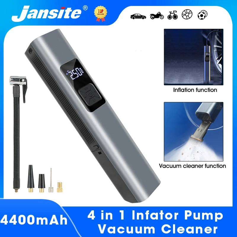 Электрический насос Jansite 4 в 1, портативный пылесос TPMS, автомобильный воздушный компрессор, беспроводной аккумулятор 4400 мАч, монитор в режиме...
Электрический насос Jansite 4 в 1, портативный пылесос TPMS, автомобильный воздушный компрессор, беспроводной аккумулятор 4400 мАч, монитор в режиме...
