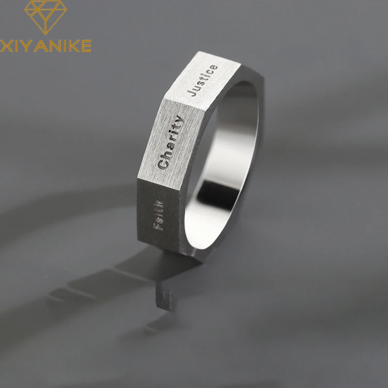 XIYANIKE Unisex The Seven Virtues Letters Plain Cuff Rings For Women Men Fashion New Jewelry Friend Gift Party anillos mujer
XIYANIKE Unisex The Seven Virtues Letters Plain Cuff Rings For Women Men Fashion New Jewelry Friend Gift Party anillos mujer