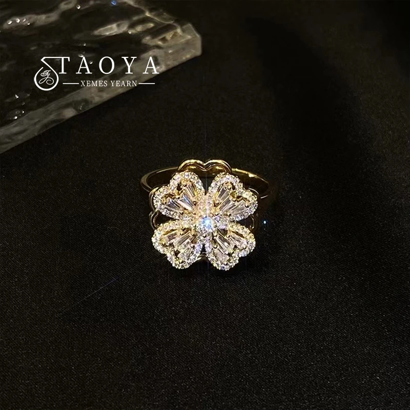 Unusual Design With a Rotating Zircon Flower Gold Color Opening Rings Luxury Accessory for Women's Fingers 2023 Fashion Jewelry
Unusual Design With a Rotating Zircon Flower Gold Color Opening Rings Luxury Accessory for Women's Fingers 2023 Fashion Jewelry
