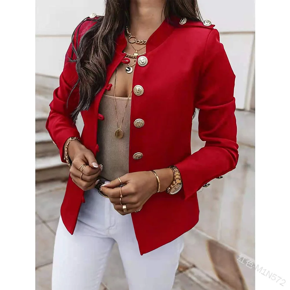 Mandylandy Women's Button Suit Coat Stand Collar Office Lady Slim Fashion Streetwear Jacket Casual Blazer Outwear Overcoat
Mandylandy Women's Button Suit Coat Stand Collar Office Lady Slim Fashion Streetwear Jacket Casual Blazer Outwear Overcoat