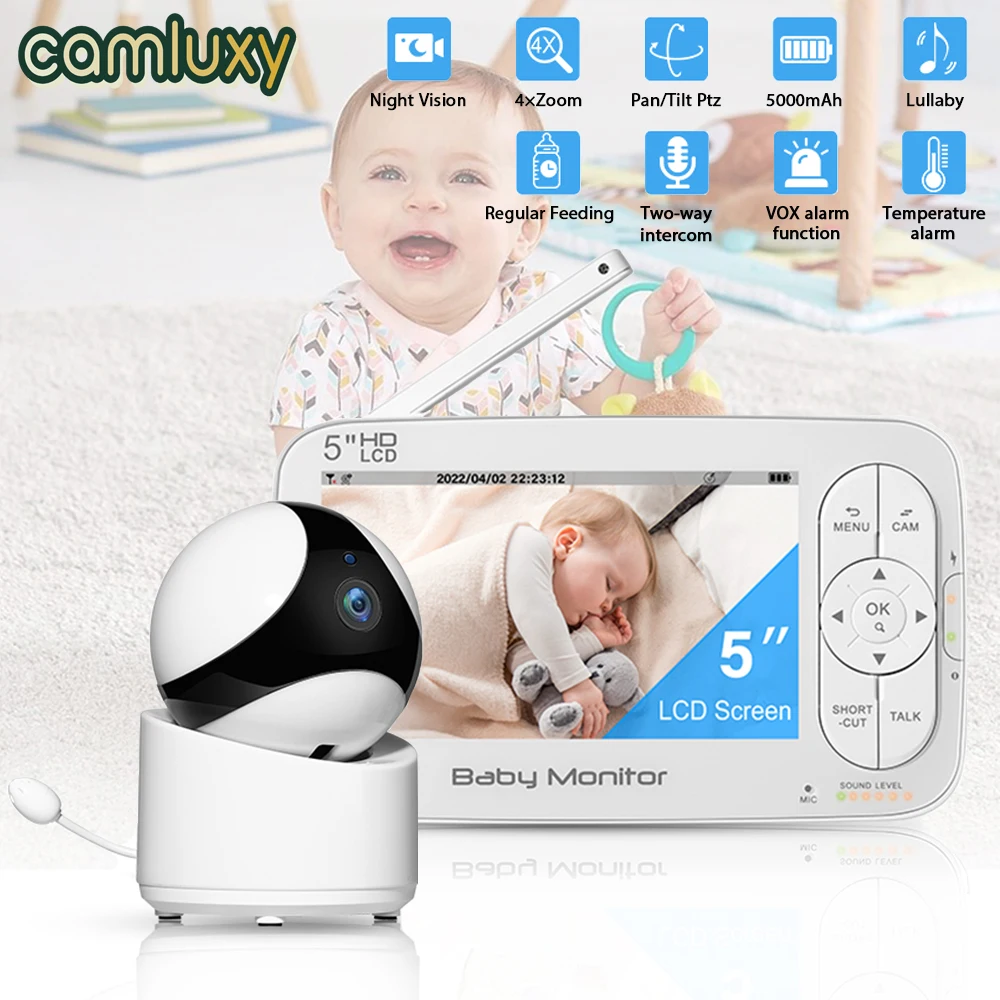 Camluxy 5 inch Wireless Video Color Baby Monitor Temperature Monitoring Night Vision Two-way Intercom Baby Nanny Security Camera
Camluxy 5 inch Wireless Video Color Baby Monitor Temperature Monitoring Night Vision Two-way Intercom Baby Nanny Security Camera