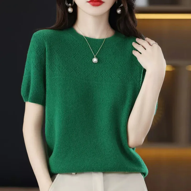 Sigutan Short Sleeve T-shirt Women 2023 Summer New Fashion Round Neck Ice Silk T-Shirt Half Sleeve Hollow Thin Loose Female Tops
Sigutan Short Sleeve T-shirt Women 2023 Summer New Fashion Round Neck Ice Silk T-Shirt Half Sleeve Hollow Thin Loose Female Tops