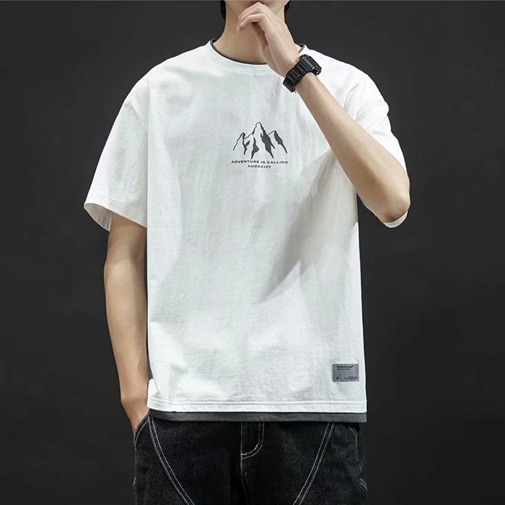 2022 Summer Casual Classic Mens Fake 2piece Crew Neck Print T-shirt Streetwear Vintage Blouse Pullover Short Sleeve Top Tee
2022 Summer Casual Classic Mens Fake 2piece Crew Neck Print T-shirt Streetwear Vintage Blouse Pullover Short Sleeve Top Tee