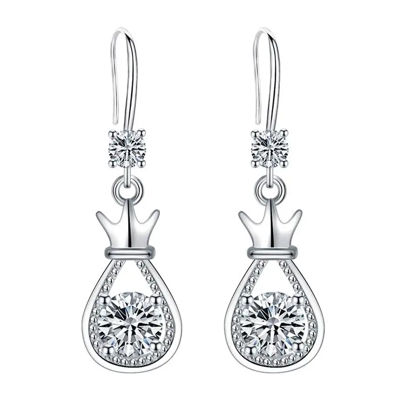 Crown Water Drop Earrings Women's Fashion Lucky Bag Earrings Silver-plated Mid-length Earrings Sen Series Princess Earrings 
Crown Water Drop Earrings Women's Fashion Lucky Bag Earrings Silver-plated Mid-length Earrings Sen Series Princess Earrings