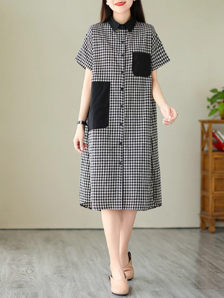 New Fashion Women's Dress Plaid Lapel Regular Sleeve Casual Button Vestido Casual Party Dress for Women 2023
New Fashion Women's Dress Plaid Lapel Regular Sleeve Casual Button Vestido Casual Party Dress for Women 2023