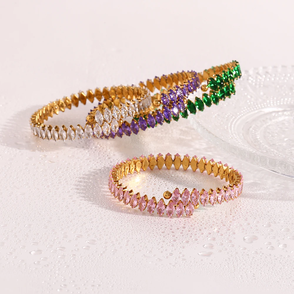 Luxury Christmas Jewelry Gift For Ladies Green Pink Purple Crystal Color Blingbling Marquis Zircon Bangles For Party Wedding
Luxury Christmas Jewelry Gift For Ladies Green Pink Purple Crystal Color Blingbling Marquis Zircon Bangles For Party Wedding