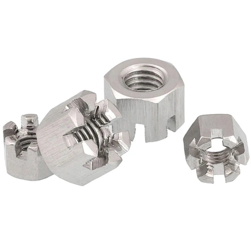 

5/2pcs GB6181 M6 M8 M10 M12 M14 M16 Connecting Rod Wheel Axle Hub Slotted Castle Nut Groove Hexagon Nut A2 304 Stainless Steel