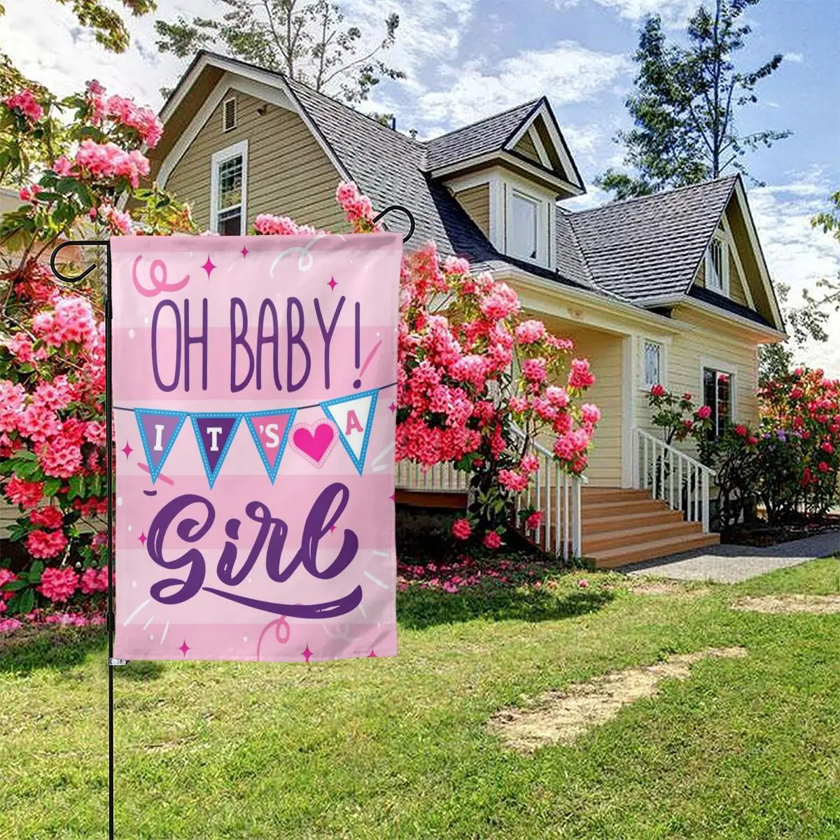 

Baby Girl Double-Sided Garden Flag Shower Birth-compress Garden Flag,Double-Sided Flag,Outdoor Decoration Flag,Courtyard Flag