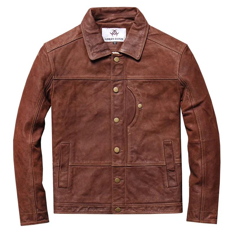 Мужская осенне-зимняя куртка из натуральной воловьей кожи, винтажная коричневая кожаная куртка, модная облегающая короткая куртка из воловьей кожи, пальто больших размеров XL, 2XL, 3XL 
Мужская осенне-зимняя куртка из натуральной воловьей кожи, винтажная коричневая кожаная куртка, модная облегающая короткая куртка из воловьей кожи, пальто больших размеров XL, 2XL, 3XL