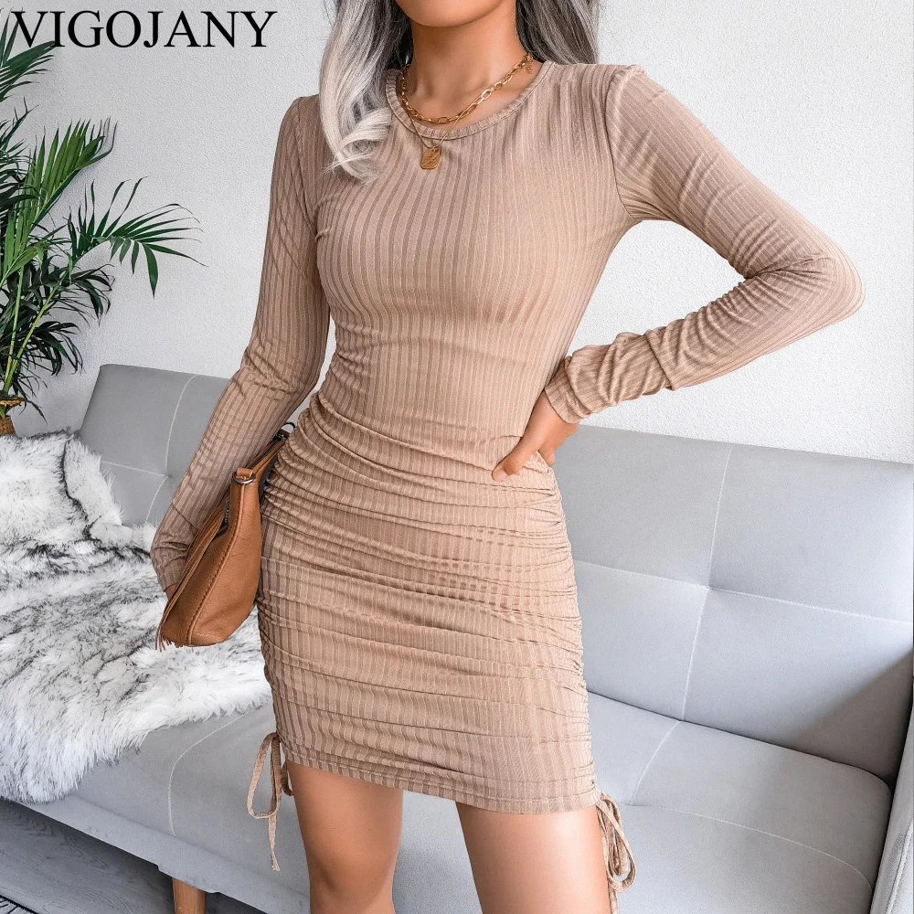 VigoJany Women Solid O Neck Sweater Dress 2022 Autumn Winter Long Sleeve Mini Knit Ribbed Dress Ladies Knitted Slim Fit Dress
VigoJany Women Solid O Neck Sweater Dress 2022 Autumn Winter Long Sleeve Mini Knit Ribbed Dress Ladies Knitted Slim Fit Dress