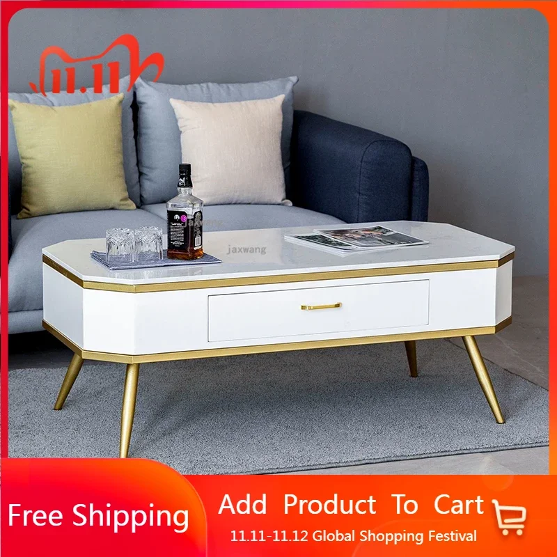 

Luxury Coffee Tables American Living Room Sofa Side Table Modern Household Oval Table With Drawers Mesas Auxiliares Furniture HY